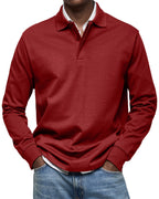 Percy | Men's Long-Sleeve Polo Shirt, Tailored Smart Polo | Bella Blue