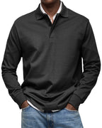 Percy | Men's Long-Sleeve Polo Shirt, Tailored Smart Polo | Bella Blue