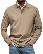 Percy | Men's Long-Sleeve Polo Shirt, Tailored Smart Polo | Bella Blue