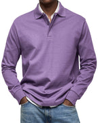 Percy | Men's Long-Sleeve Polo Shirt, Tailored Smart Polo | Bella Blue
