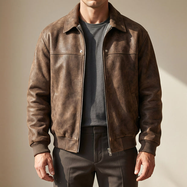 Peter | Men's Lambskin Leather Jacket, Tailored Smart Jacket | Bella Blue