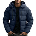 Philip | Men's Hooded Quilted Puffer Jacket, Padded Autumn Coat | Bella Blue | Navy Blue