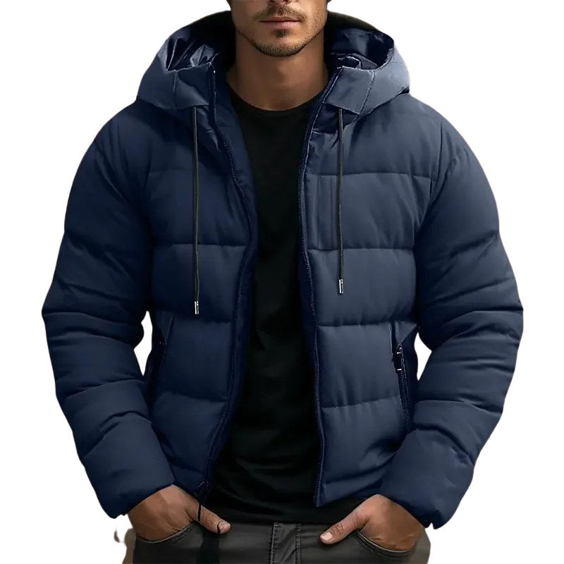 Philip | Men's Hooded Quilted Puffer Jacket, Padded Autumn Coat | Bella Blue | Navy Blue