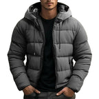 Philip | Men's Hooded Quilted Puffer Jacket, Padded Autumn Coat | Bella Blue | Gray