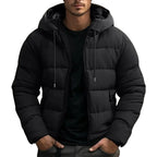 Philip | Men's Hooded Quilted Puffer Jacket, Padded Autumn Coat | Bella Blue | Black