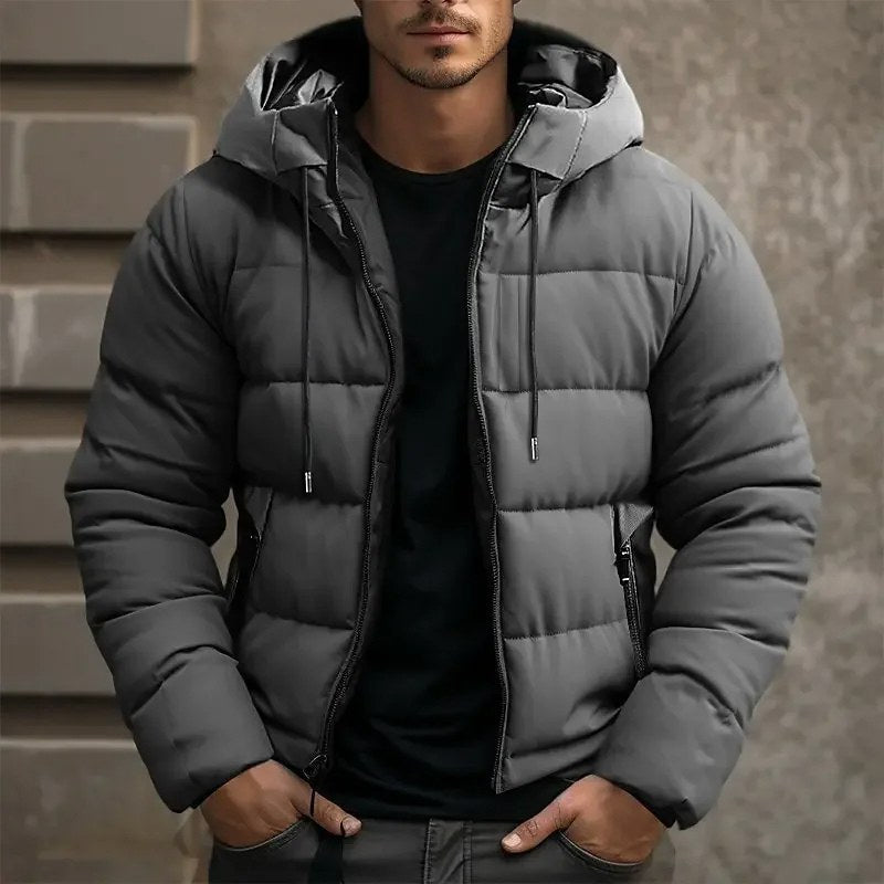 Philip | Men's Hooded Quilted Puffer Jacket, Padded Autumn Coat | Bella Blue