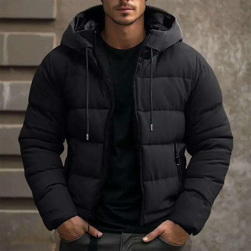 Philip | Men's Hooded Quilted Puffer Jacket, Padded Autumn Coat | Bella Blue