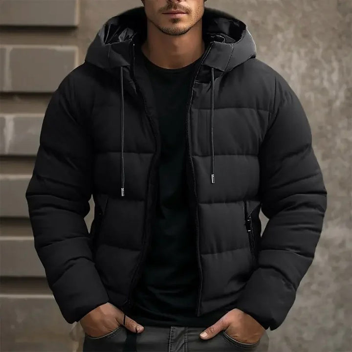 Philip | Men's Hooded Quilted Puffer Jacket, Padded Autumn Coat | Bella Blue