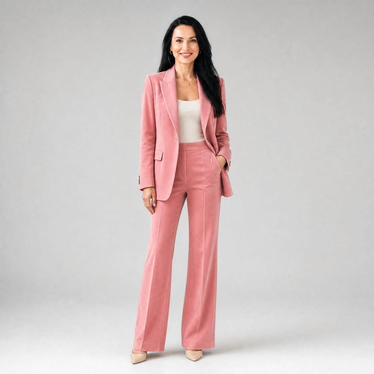 Phoebe | Women's Tailored Blazer and Wide-Leg Trousers Two-Piece Suit | Bella Blue