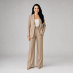 Phoebe | Women's Tailored Blazer and Wide-Leg Trousers Two-Piece Suit | Bella Blue