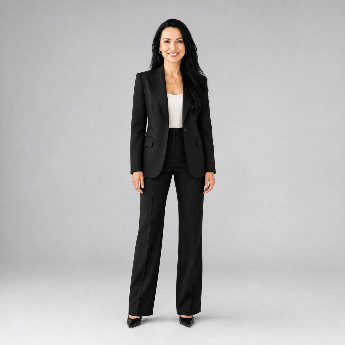 Phoebe | Women's Tailored Blazer and Wide-Leg Trousers Two-Piece Suit | Bella Blue