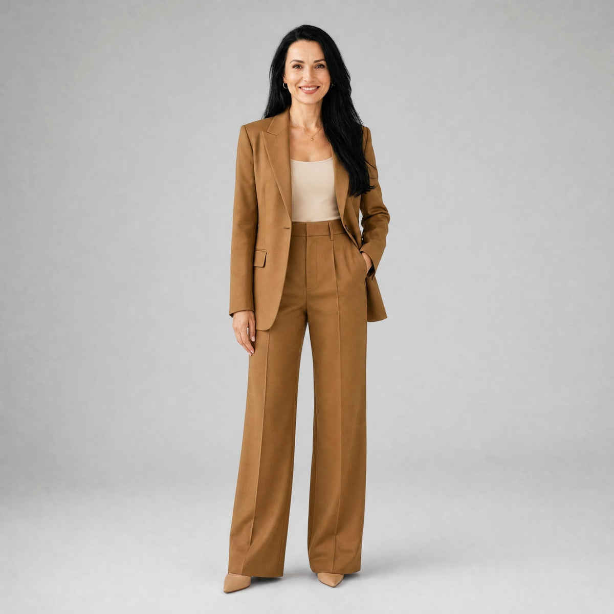 Phoebe | Women's Tailored Blazer and Wide-Leg Trousers Two-Piece Suit | Bella Blue