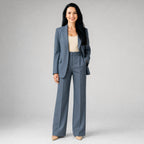 Phoebe | Women's Tailored Blazer and Wide-Leg Trousers Two-Piece Suit | Bella Blue
