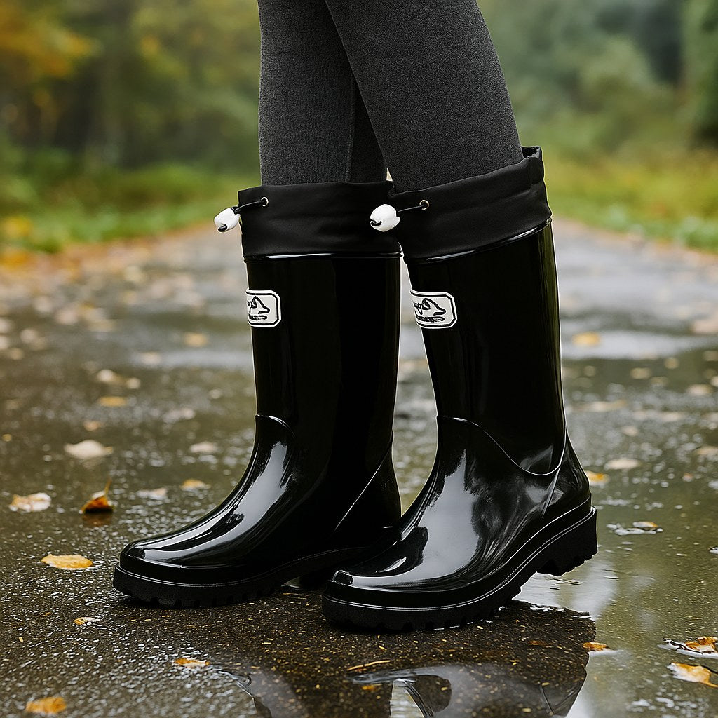 Phoebe | Women's Waterproof Rubber Boots, Adjustable Lace Rain Boots | Bella Blue