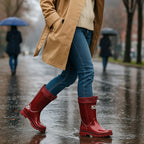 Phoebe | Women's Waterproof Rubber Boots, Adjustable Lace Rain Boots | Bella Blue