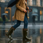 Phoebe | Women's Waterproof Rubber Boots, Adjustable Lace Rain Boots | Bella Blue
