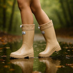 Phoebe | Women's Waterproof Rubber Boots, Adjustable Lace Rain Boots | Bella Blue