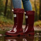 Phoebe | Women's Waterproof Rubber Boots, Adjustable Lace Rain Boots | Bella Blue