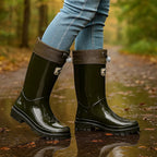 Phoebe | Women's Waterproof Rubber Boots, Adjustable Lace Rain Boots | Bella Blue