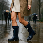 Phoebe | Women's Waterproof Rubber Boots, Adjustable Lace Rain Boots | Bella Blue