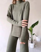 Poppy | Women's Two-Piece Knit Set with Cutout Detail, Lounge Set | Bella Blue