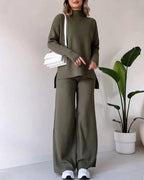 Poppy | Women's Two-Piece Knit Set with Cutout Detail, Lounge Set | Bella Blue