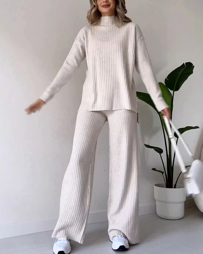 Poppy | Women's Two-Piece Knit Set with Cutout Detail, Lounge Set | Bella Blue