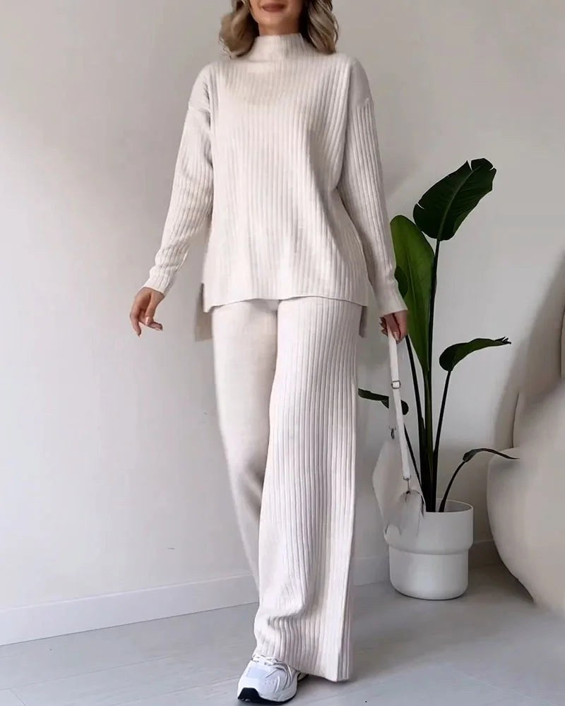Poppy | Women's Two-Piece Knit Set with Cutout Detail, Lounge Set | Bella Blue
