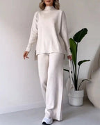 Poppy | Women's Two-Piece Knit Set with Cutout Detail, Lounge Set | Bella Blue