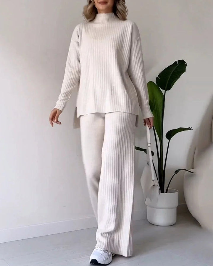 Poppy | Women's Two-Piece Knit Set with Cutout Detail, Lounge Set | Bella Blue