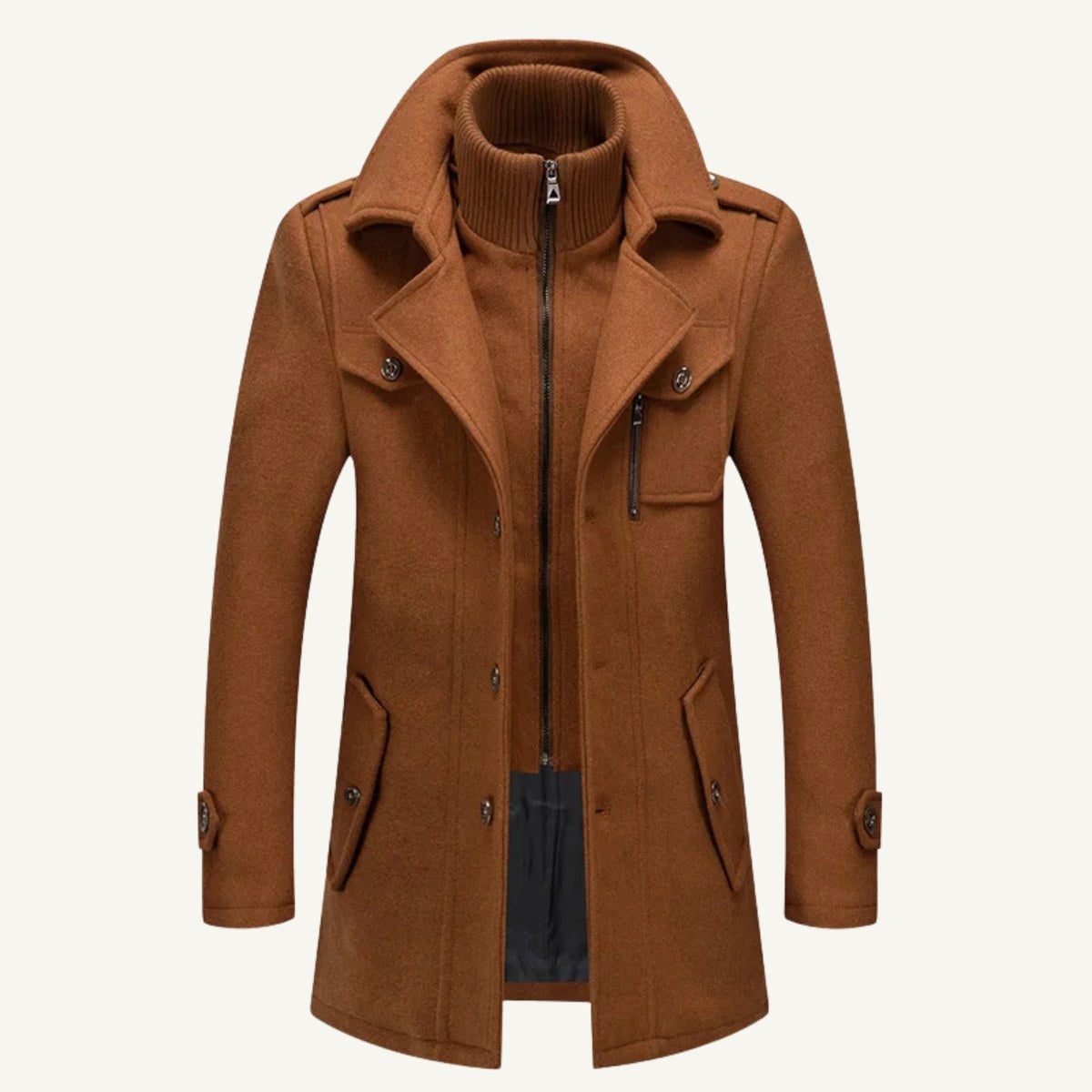 Preston | Men's Double Collar Wool Trench Coat, Tailored Business Coat | Bella Blue