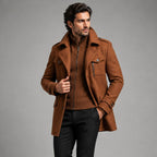 Preston | Men's Double Collar Wool Trench Coat, Tailored Business Coat | Bella Blue