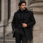 Preston | Men's Double Collar Wool Trench Coat, Tailored Business Coat | Bella Blue
