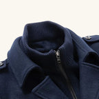 Preston | Men's Double Collar Wool Trench Coat, Tailored Business Coat | Bella Blue