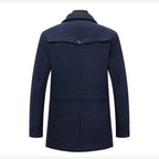 Preston | Men's Double Collar Wool Trench Coat, Tailored Business Coat | Bella Blue | Grey