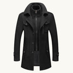 Preston | Men's Double Collar Wool Trench Coat, Tailored Business Coat | Bella Blue | Khaki