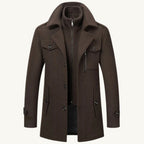 Preston | Men's Double Collar Wool Trench Coat, Tailored Business Coat | Bella Blue