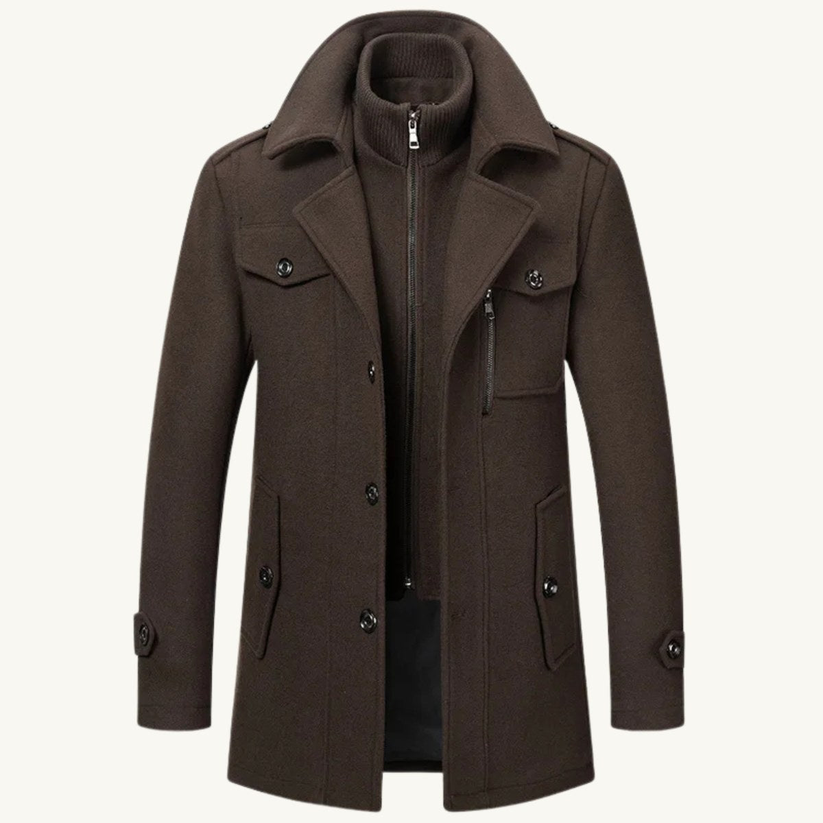 Preston | Men's Double Collar Wool Trench Coat, Tailored Business Coat | Bella Blue