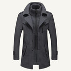 Preston | Men's Double Collar Wool Trench Coat, Tailored Business Coat | Bella Blue