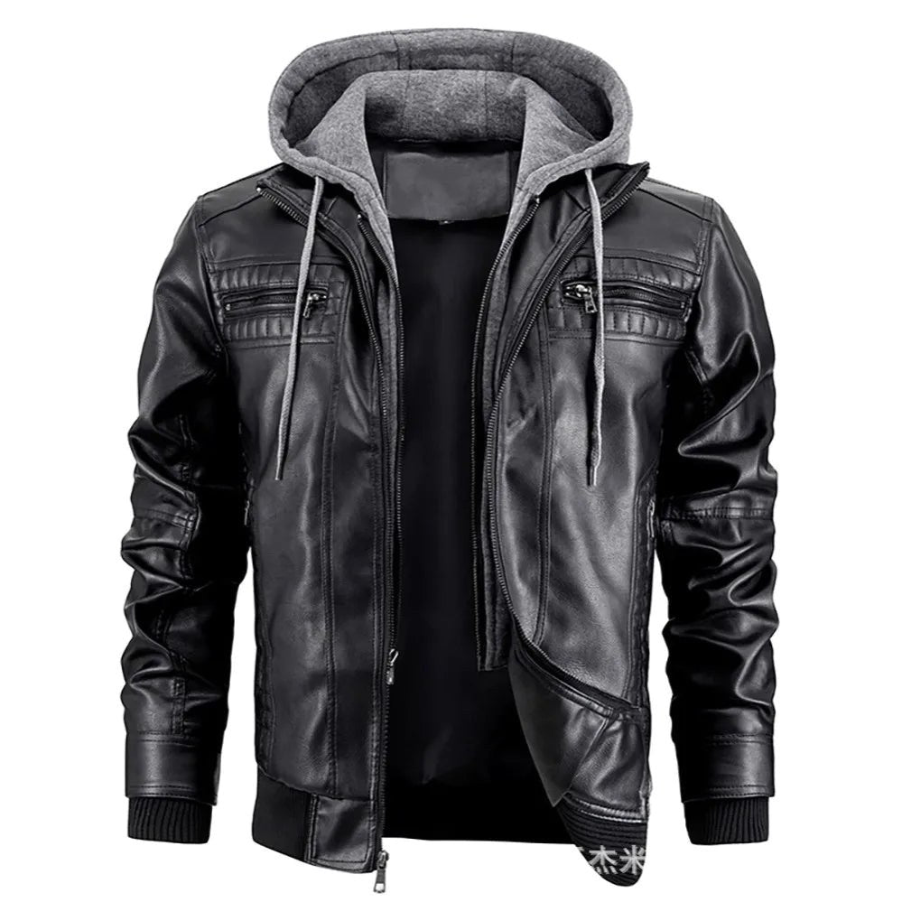 Reginald | Women's Leather Hooded Winter Coat, Slim-Fit Autumn Coat | Bella Blue