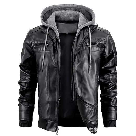 Reginald | Women's Leather Hooded Winter Coat, Slim-Fit Autumn Coat | Bella Blue