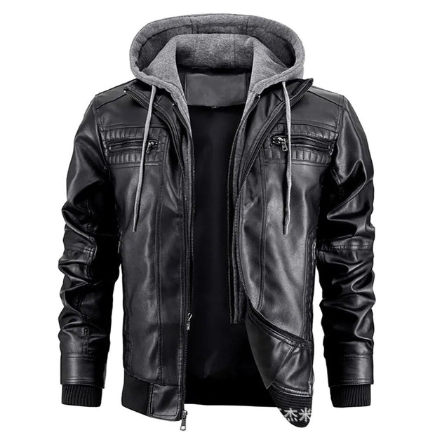 Reginald | Women's Leather Hooded Winter Coat, Slim-Fit Autumn Coat | Bella Blue