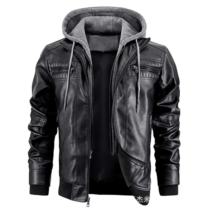 Reginald | Women's Leather Hooded Winter Coat, Slim-Fit Autumn Coat | Bella Blue