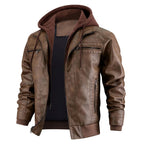 Reginald | Women's Leather Hooded Winter Coat, Slim-Fit Autumn Coat | Bella Blue
