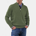 Reinhard | Men's Zip Jumper with Light Warmth, Elegant Knit Jumper | Bella Blue | Grey