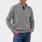 Reinhard | Men's Zip Jumper with Light Warmth, Elegant Knit Jumper | Bella Blue | Red