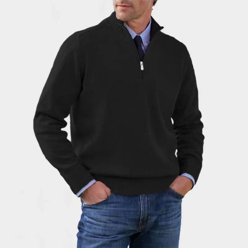 Reinhard | Men's Zip Jumper with Light Warmth, Elegant Knit Jumper | Bella Blue | Red
