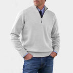 Reinhard | Men's Zip Jumper with Light Warmth, Elegant Knit Jumper | Bella Blue | Red