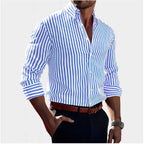 Reuben | Men's Striped Cotton Shirt, Classic Button Shirt | Bella Blue