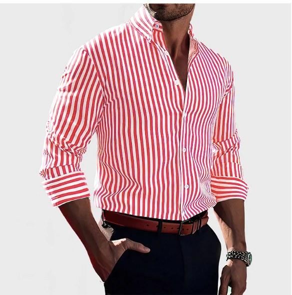 Reuben | Men's Striped Cotton Shirt, Classic Button Shirt | Bella Blue